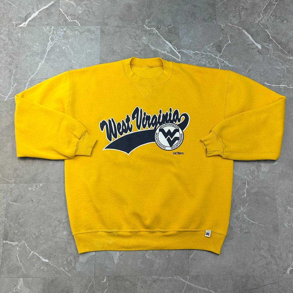 90s Vintage WVU Mountaineers Sweatshirt Mens Large West Virginia Distressed Crew